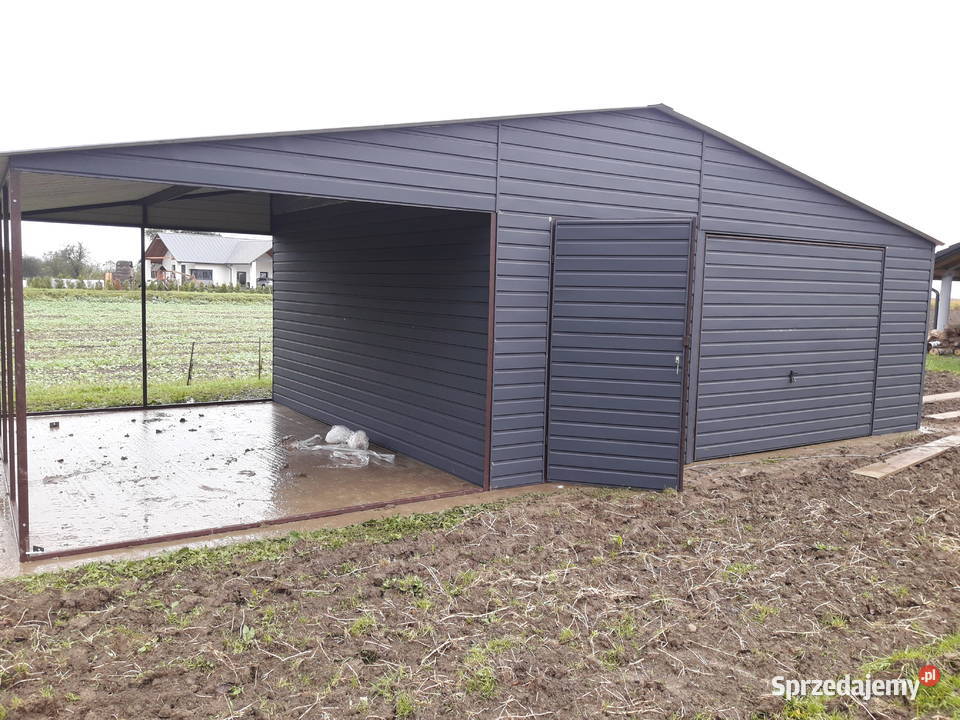 Duży Ocynkowany Garaż Blaszany Wiata Garażowa Sprzedaż Hale i magazyny Góra