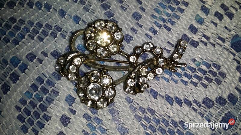 Stara angielska broszkasrebrny kwiat Ochojno
