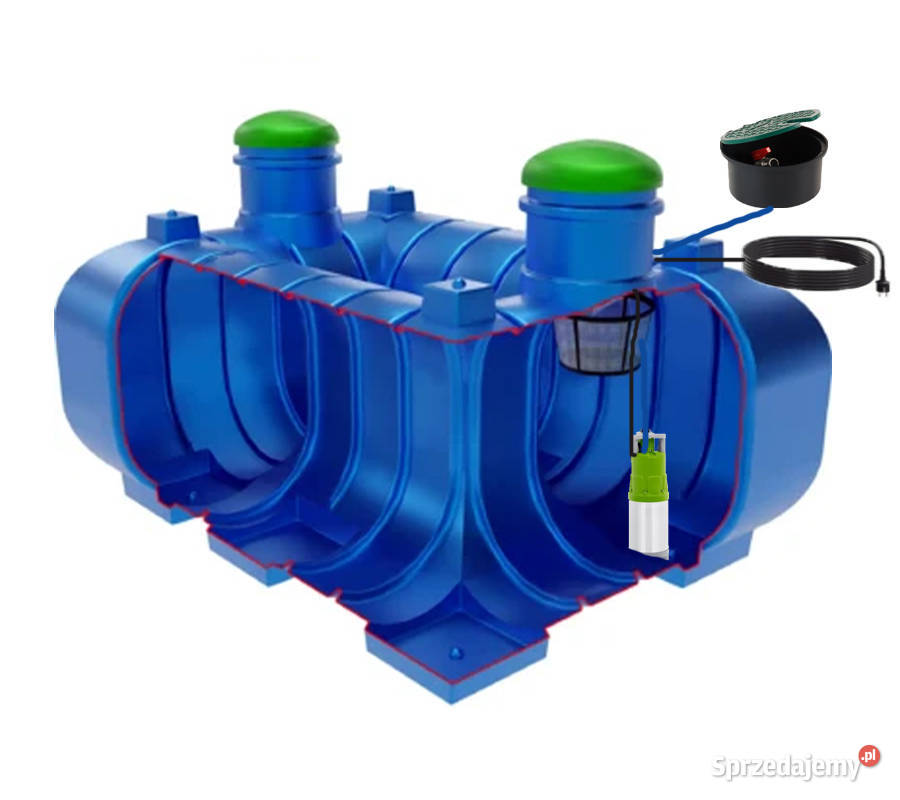 Zbiornik na wodę deszczową 6000L FLAT zestaw Strzelin