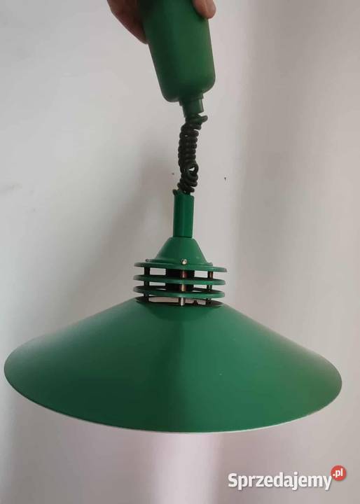 Lampa wisząca zielona metalowa loft PRL Gdańsk
