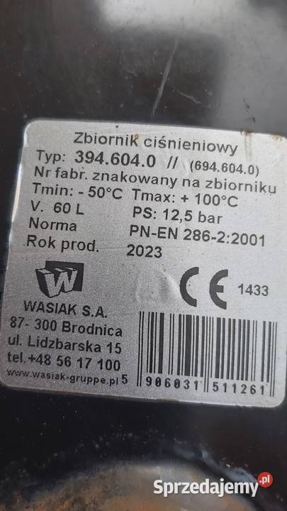 Butla powietrza 60l 125 bara z 2023 roku Dobczyce sprzedam