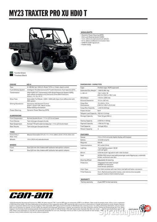 SSV CanAm Traxter Pro XU HD10 T timeless black Nowy Sącz