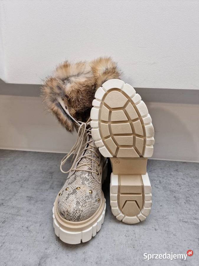 Botki Kozaki Skóra Wąż Futerko 36 inna śląskie Żywiec