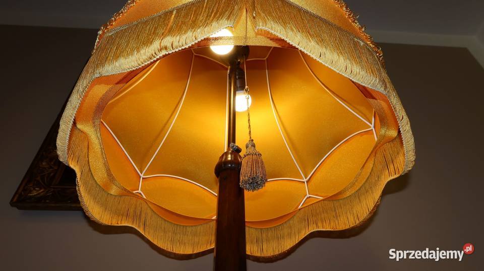 Unikatowa Stojąca Drewniana Dębowa Lampa Lata dolnośląskie