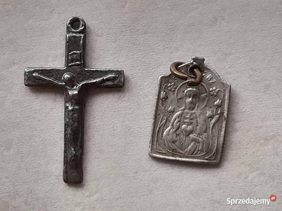 Stare zawieszki dewocjonalia medalik i krzyżyk Dąbrowa Górnicza