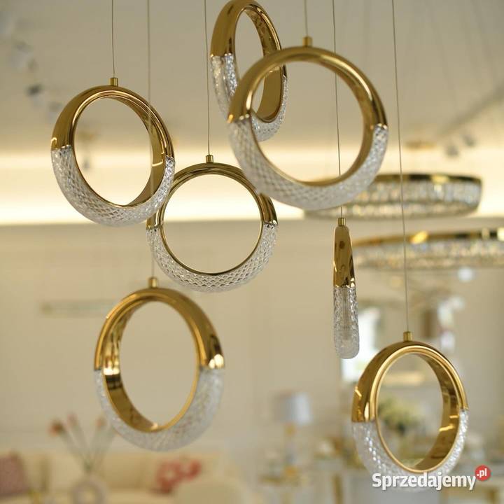 Żyrandol ROUND SINGLE Glamour Kryształowy Złoty Lampy wiszące Warszawa