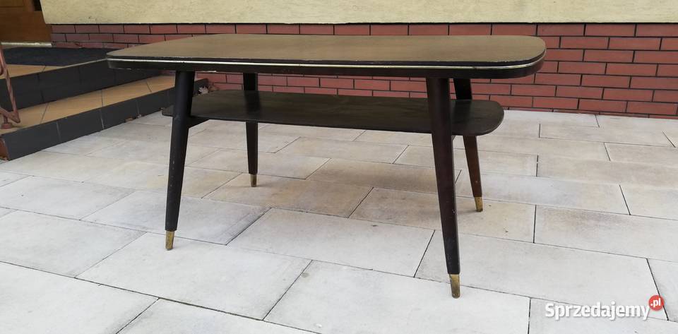 Stolik okrągły PRL art deco kawowy Garwolin