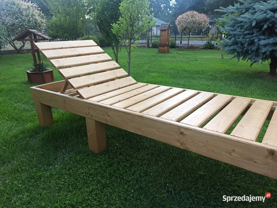 Leżak drewniany ogrodowy z ławką