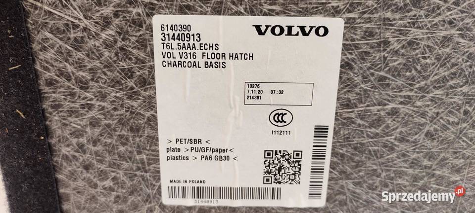 VOLVO XC40 PODŁOGA WYKŁADZINA BAGAŻNIKA 31440913