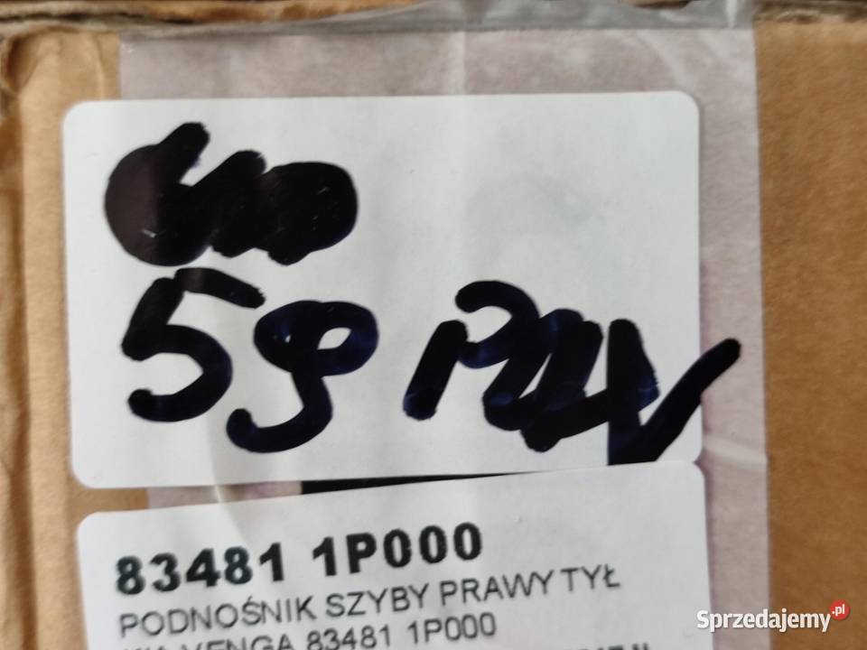 PODNOŚNIK SZYBY PRAWY TYŁ KIA VENGA 20092011 Mechanizmy opuszczania szyb lubelskie