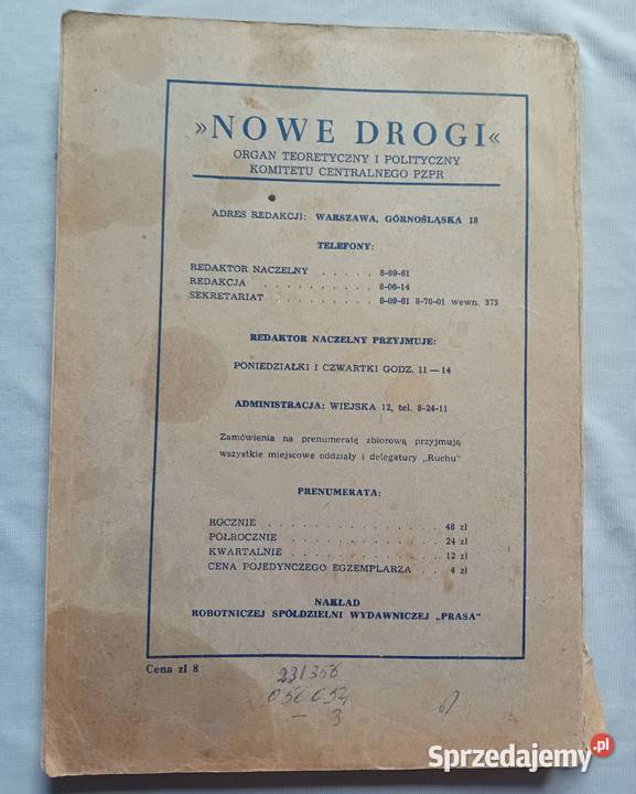 Miesięcznik Nowe Drogi 10 88 październik 1956 r Koźminek