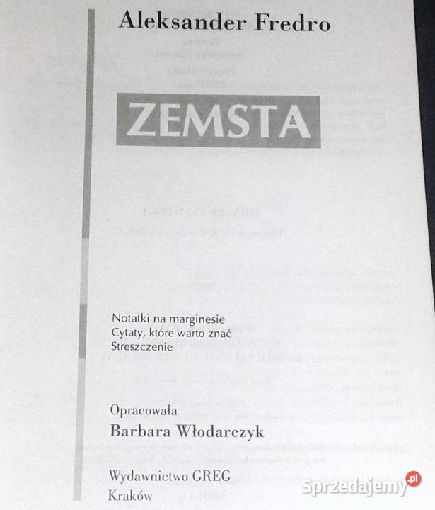 Zemsta Wydanie z opracowaniem Aleksander Fredro Chełm