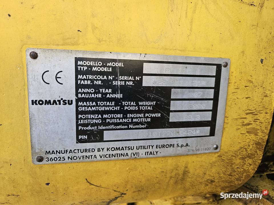 Koparka kołowa Komatsu PW 110 PŁUG PODPORY 12 Rzeszów sprzedam