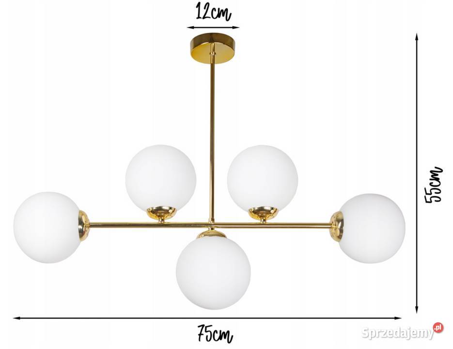 LAMPA WISZĄCA SUFITOWA ŻYRANDOL ZŁOTA KULE 5 Choroszcz