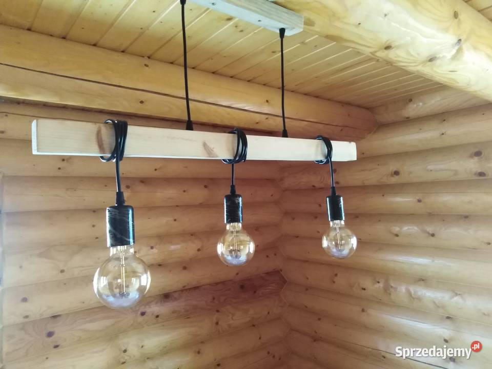 Lampa wisząca drewniana industrial retro Żołynia