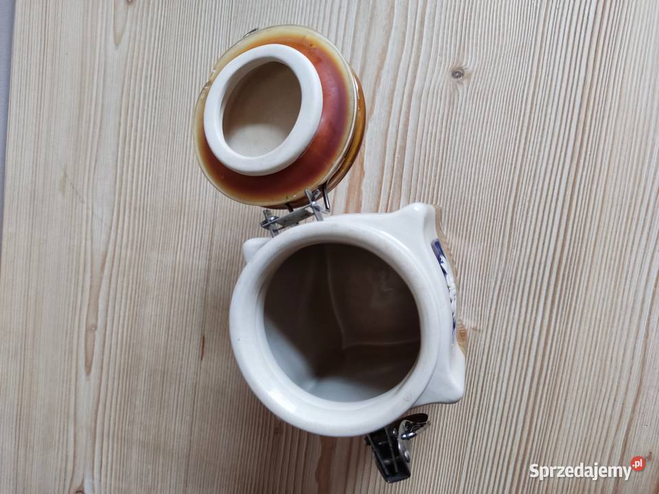 Pojemnik ceramiczny zamykany brązowo kremowy z