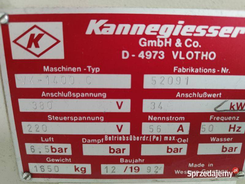 Klejarka Kannegiesser szerokość 1400 mm Durkopp