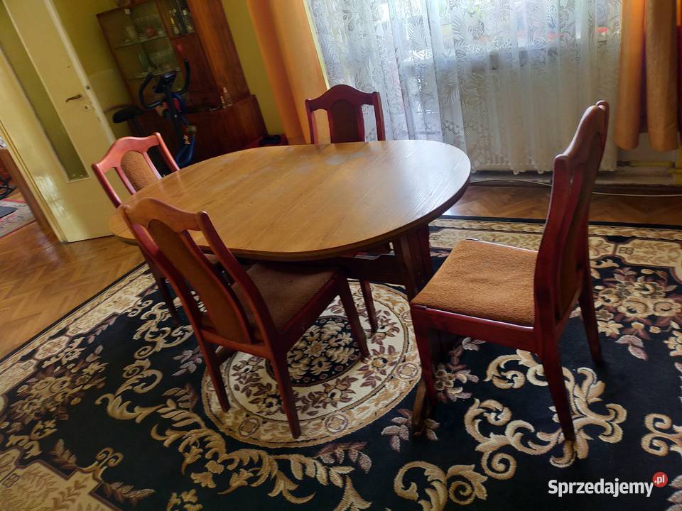 Stół i krzesła lite drewno lata 90te Warszawa