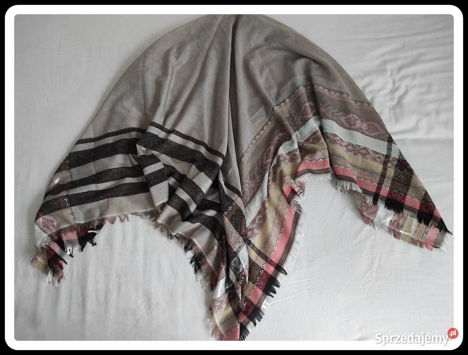 Piękny elegancki szal duża chusta 142x144 mazowieckie Płock