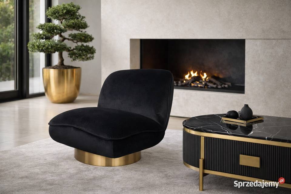 Fotel glamour czarny welurowy Monte Black Velvet małopolskie Golkowice