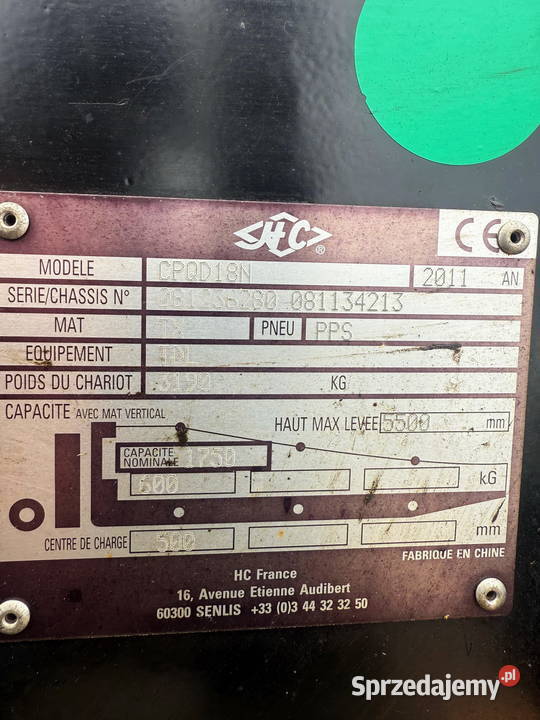 wózek widłowy terenowy HC CPQD18 LPG 1800 Działoszyn