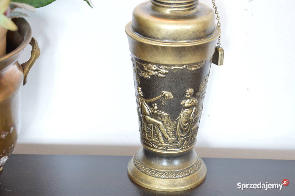 piękna cynowa LAMPA NAFTOWA olejowa stara