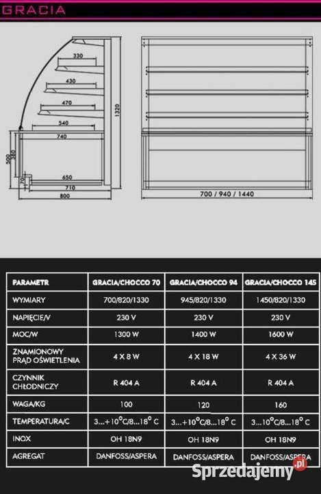 Witryna chłodnicza Graner Inox GRACIA 94 Pszczyna