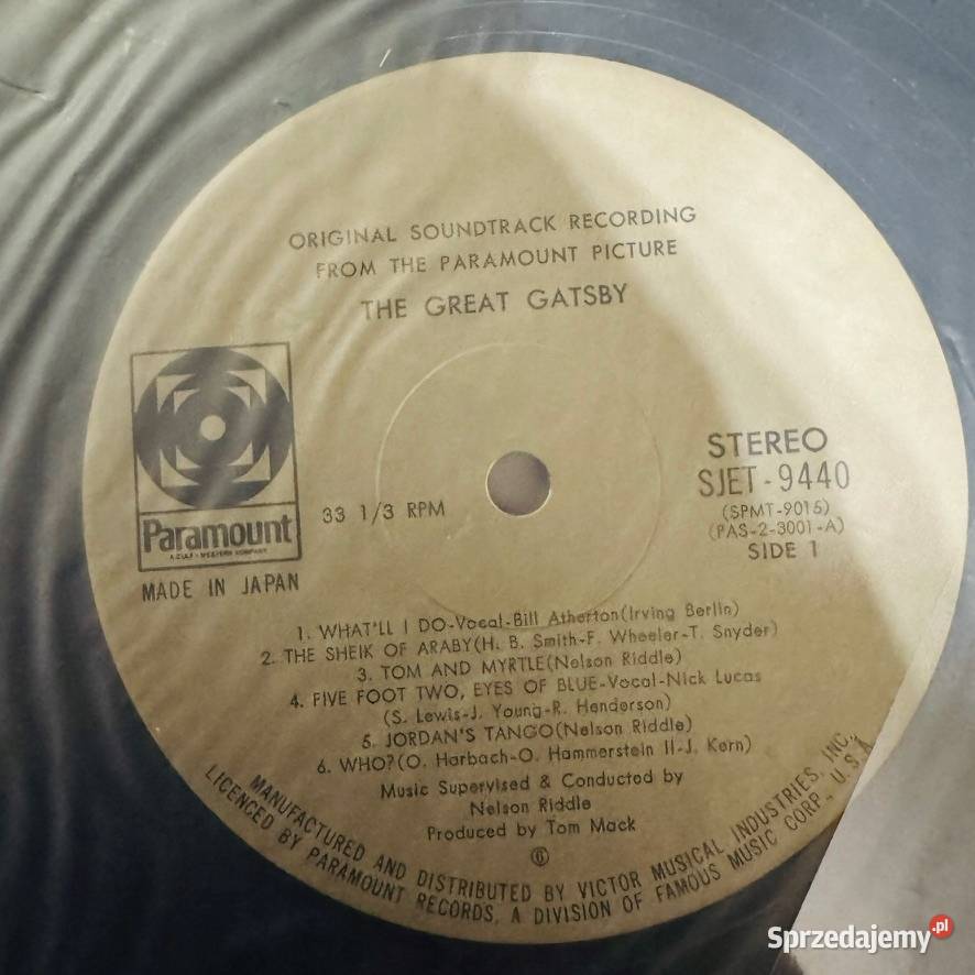 Nelson Riddle OST Great Gatsby EXEX Japan Obi LP 1 płyta Płyty i kasety