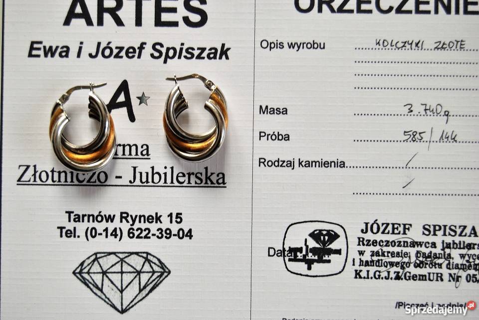 Okazja Sprzedam złote kolczyki próby 585 sprzedam