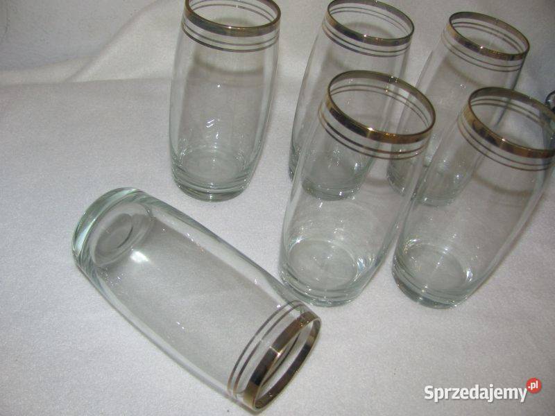 szklanki z PRLu złote wykończenie 6 wys 135 lubelskie Zamość sprzedam
