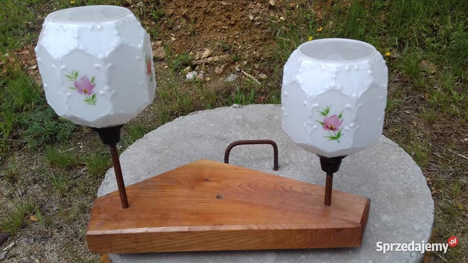 Retro lampka nocna samorobka klosze z lat 60 Lubań