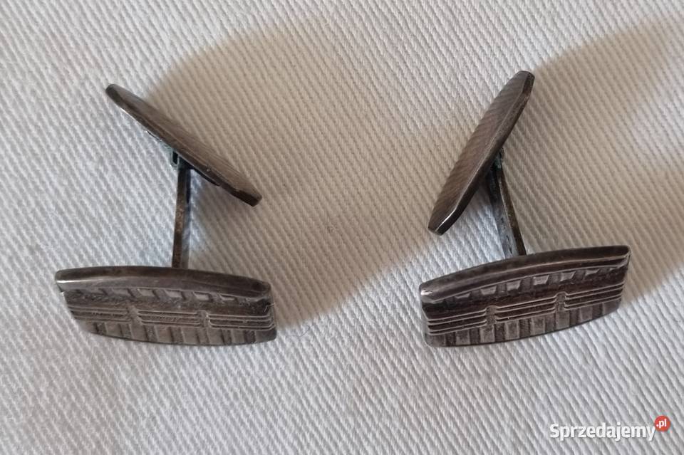 Srebrne spinki do mankietów vintage PRL srebrne Warszawa