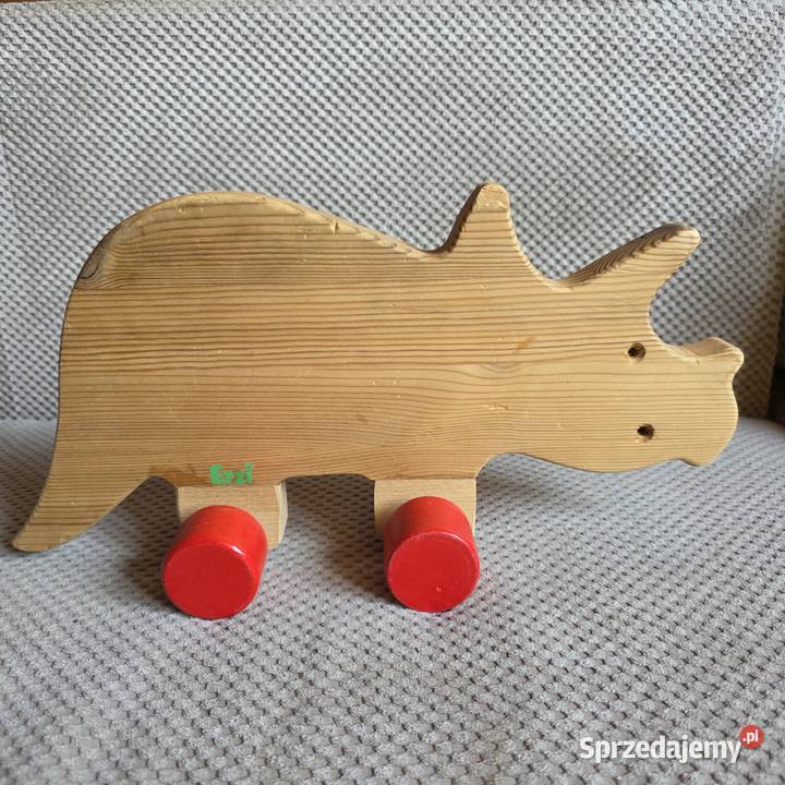 Erzi duży drewniany dinozaur na kółkach Pozostałe małopolskie