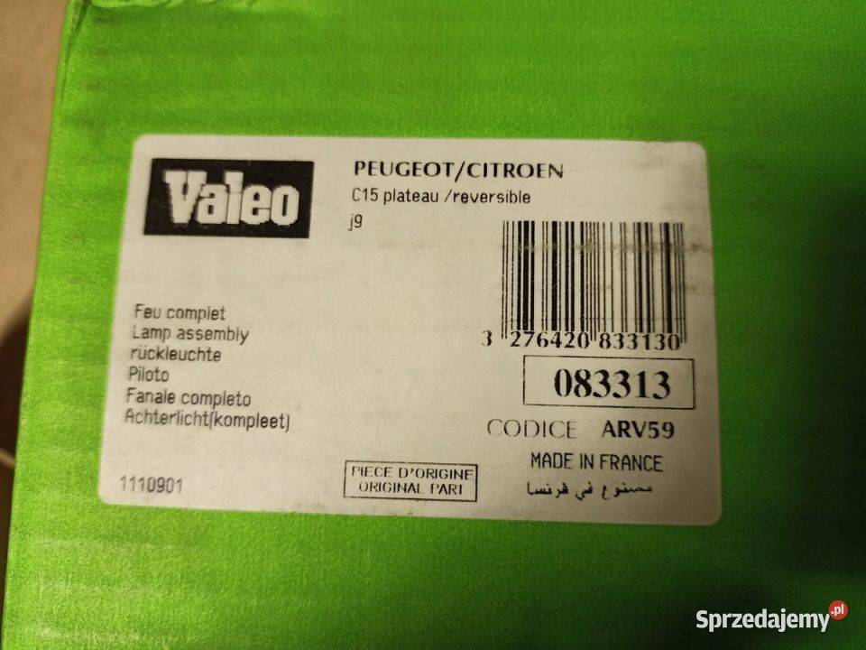 LAMPA TYŁ LEWA PRAWA Peugeot J9 1801991 VALEO Skarżysko-Kamienna