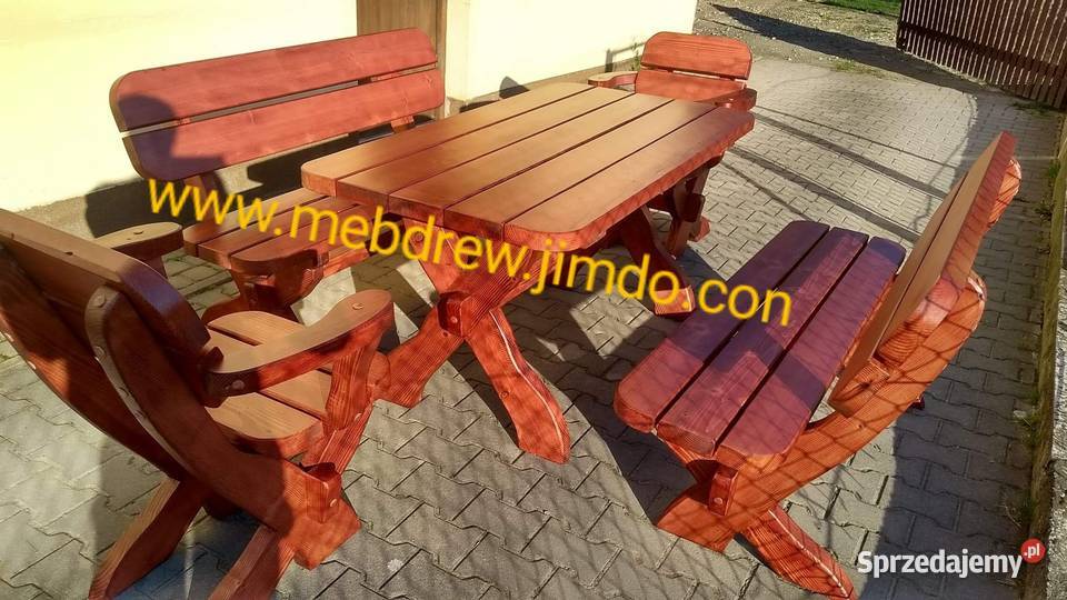 Zestaw komplet meble ogrodowe drewniane stół Tokarnia sprzedam