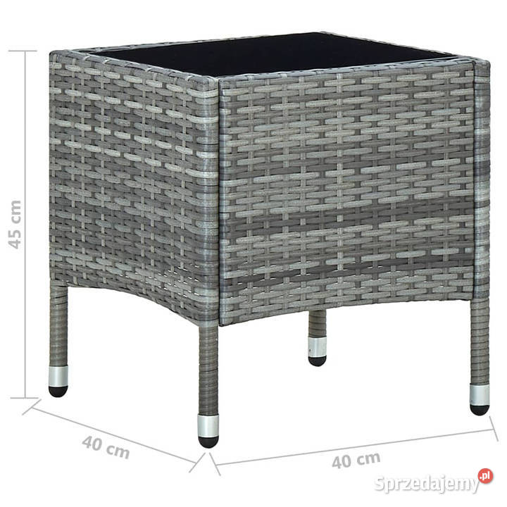 Stolik ogrodowy szary 40 x 40 x 45 rattan PE Warszawa