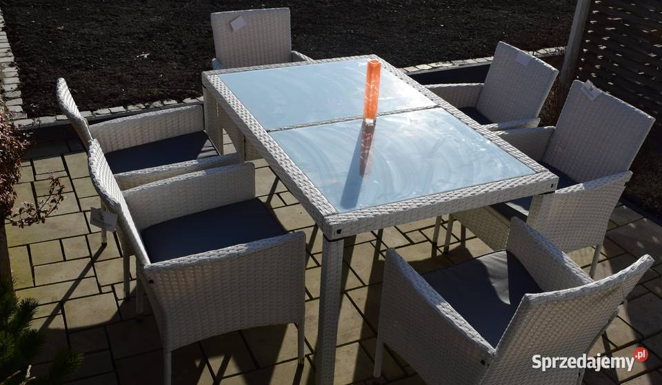 61 technorattan bialy szare zestaw meble Bosutów