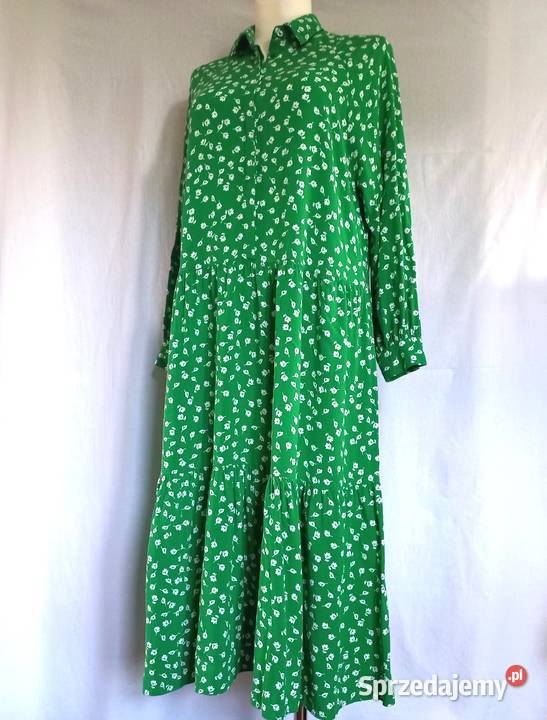 Sukienka długie rękawy Zielona r 38 HM wiskoza podlaskie Białystok
