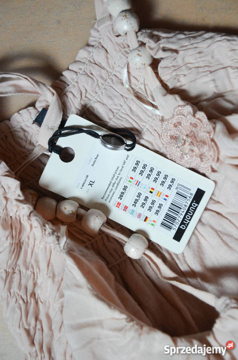 Letnia delikatna kremowa różowa sukienka boho