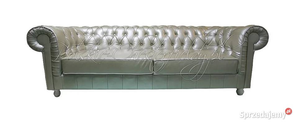 Pikowana SOFA CHESTERFIELD CANON 4 OS skóra Łódź sprzedam