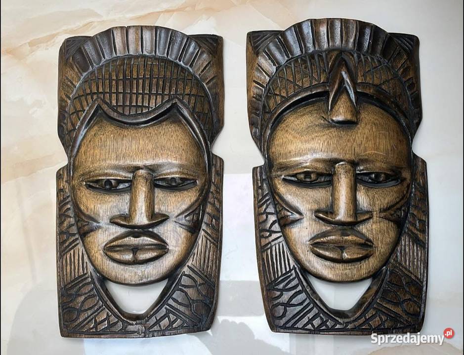 Afrykańska maska Wojownik Wykonana z jednego Gdańsk