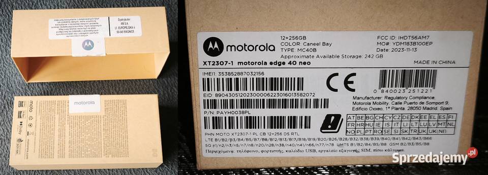 Motorola Edge 40 Neo 5G 12256GB Komplet salon Telefony komórkowe Piotrków Trybunalski