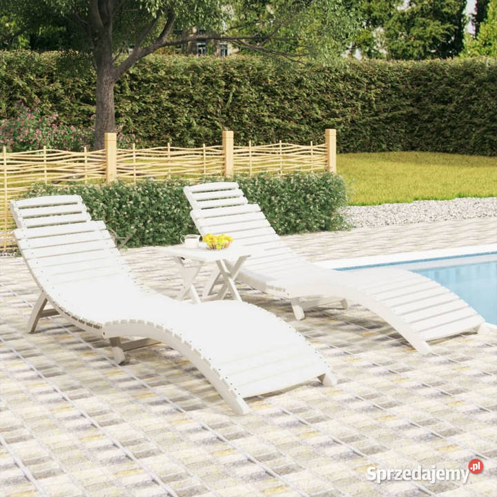 Leżaki 2 białe 184x55x64 lite drewno akacjowe Warszawa
