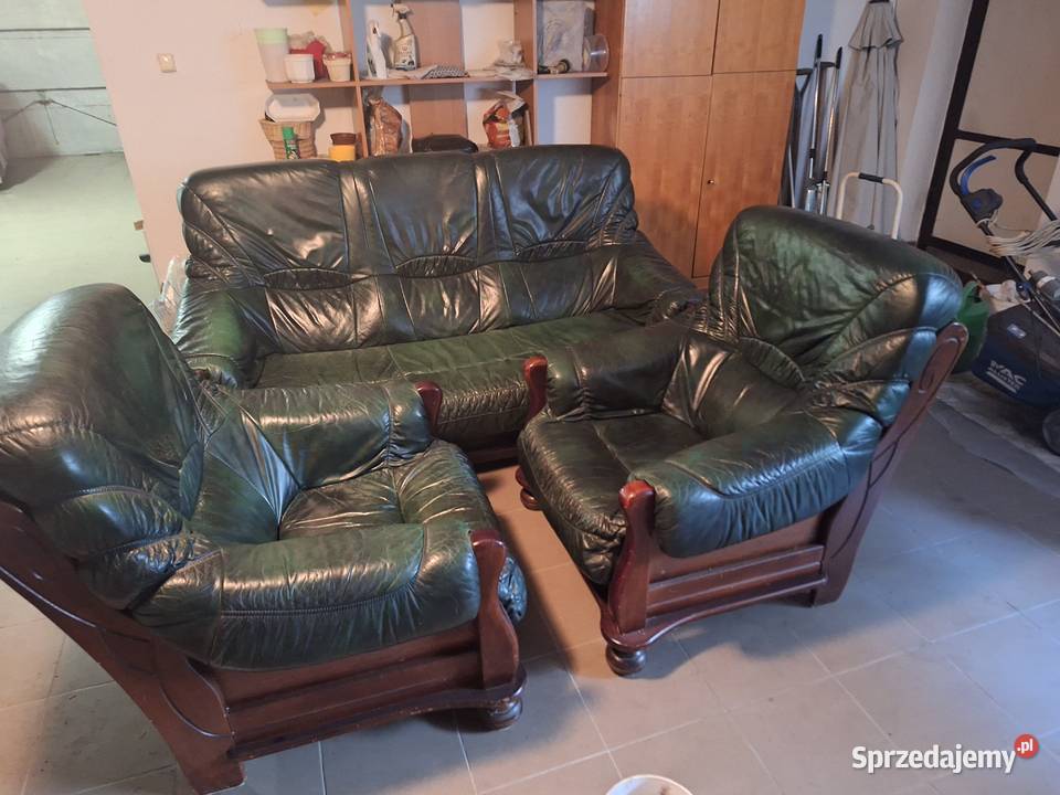 Sofa plus 2 fotele skórzane Czerwonak