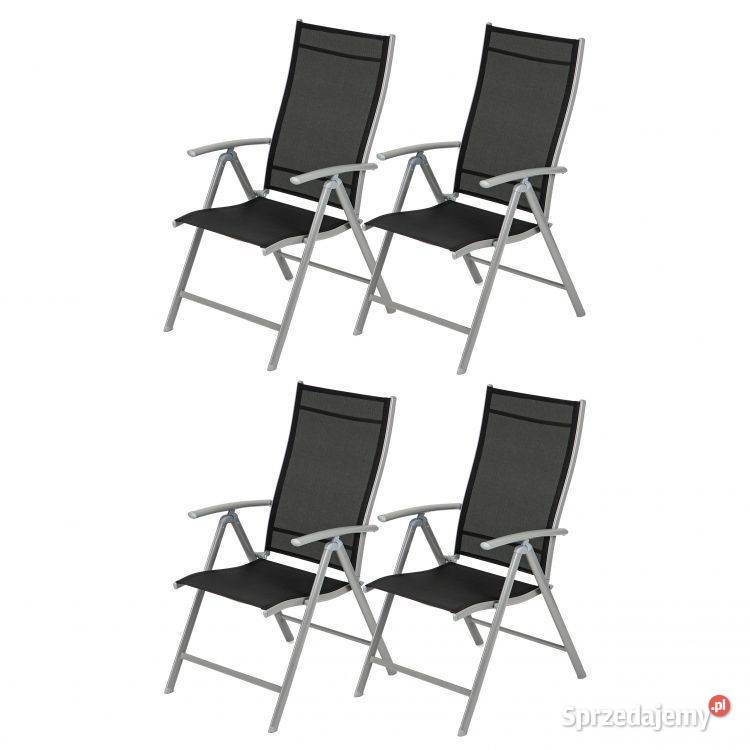 Komplet krzeseł ogrodowych 4 szt regulowane metalowe krzesło