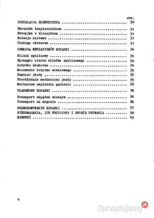 Koparka Waryński k 408 instrukcja obsługi Pozostałe Stalowa Wola sprzedam
