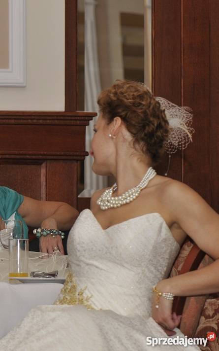 niepowtarzalna suknia ślubna ecruperła 3638 Damska