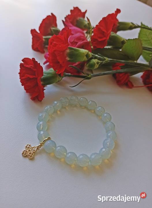 Bransoletka opal zawieszka pozłacana