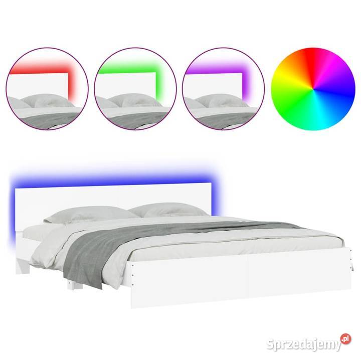 vidaXL Rama łóżka z wezgłowiem i LED