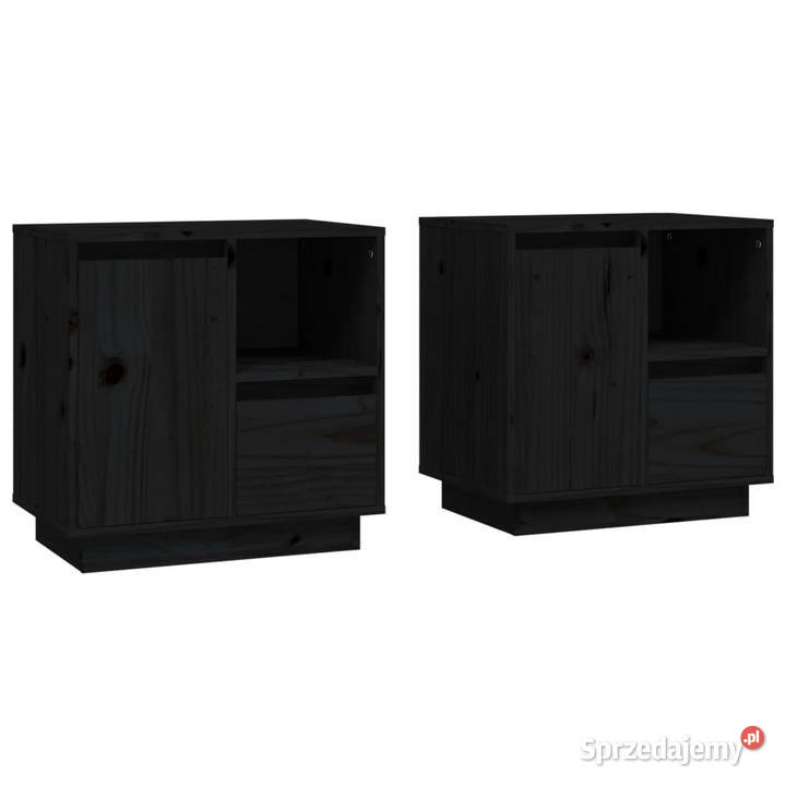 Szafki nocne 2 czarne 50x34x50 lite drewno Warszawa